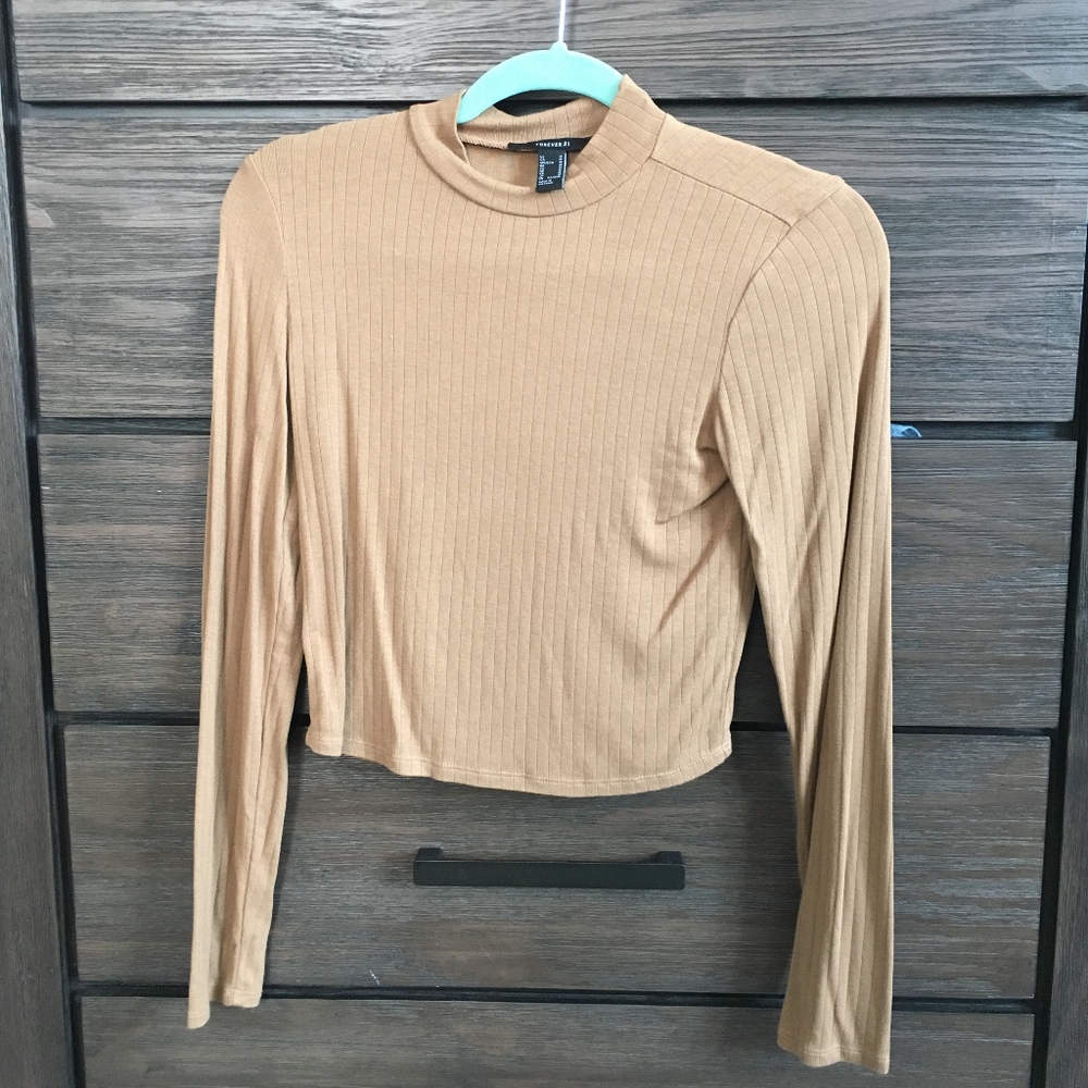 Long Sleeve Tan Crop Top